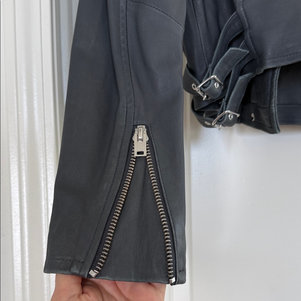 IRO Gray Ashville Leather BikerJacket - Picture 5 of 12
